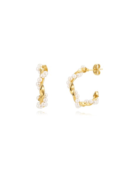 Pendientes Minerales - Semi Aro Ext 27mm(Int 18mm)- color oro