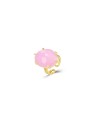 Anillo Ajustable Bronce Mineral - Símil Cuarzo Rosa - 27mm - Bañado Oro