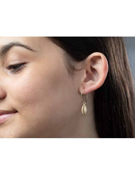 Pendiente Aro Concha - 35mm - Bronce - Bañado Oro