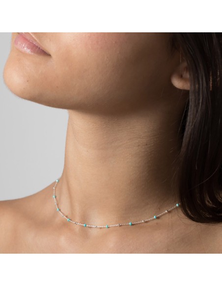 Collar Bolitas - 38+4cm - Enamel - Bañado Oro y Plata y Plata Rodiada