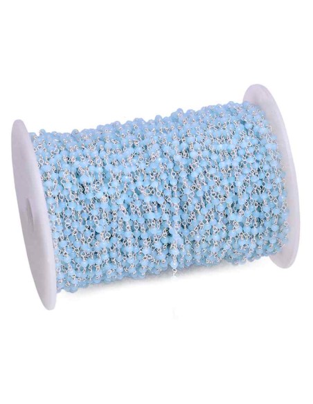 Cadena Rosario - Calcedonia Azul - 1 Metro