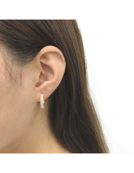 Pendientes Aro Perla Chapado Oro 13mm