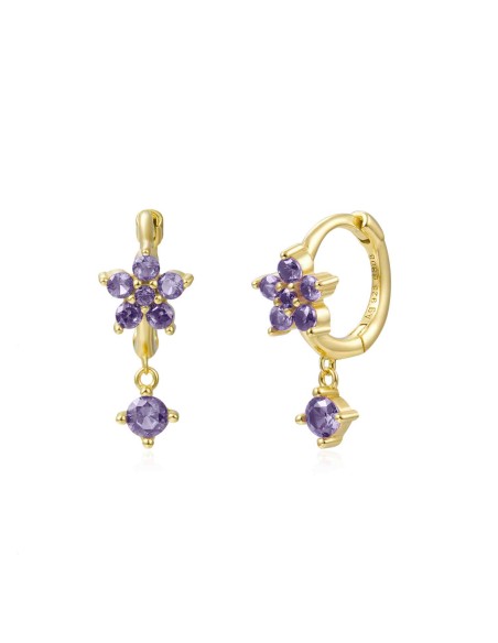 Pendientes Aro Flor CZ 11mm Pendientes Aro Flor CZ 11mm