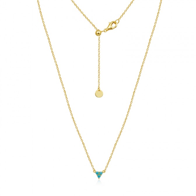 Collar Circonita - Triangulo Turquesa - 39+6cm