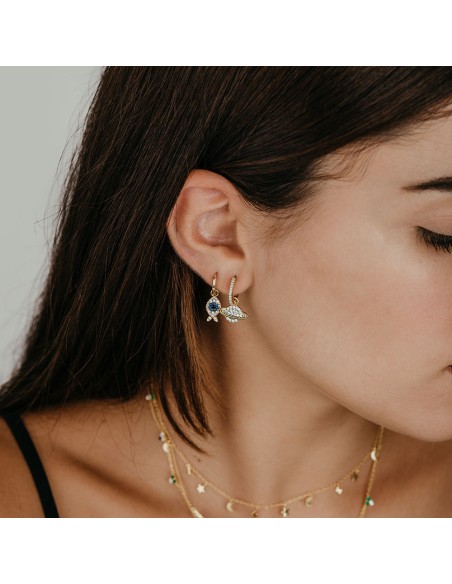 Pendientes Circonia - Pez - 24 mm