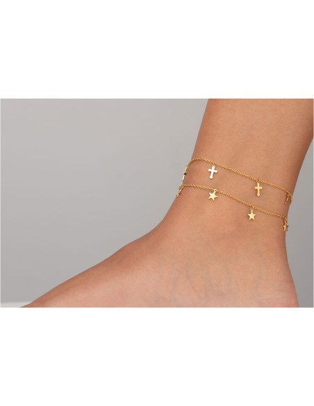 Tobillera Acero - Estrella - 20+5cm - Bañado Oro Tobillera Acero - Estrella - 20+5cm - Bañado Oro