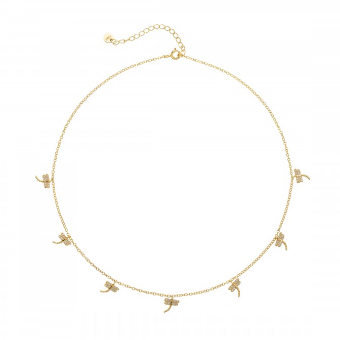 Collar Circonita Negra - Libelulas - 38+5cm