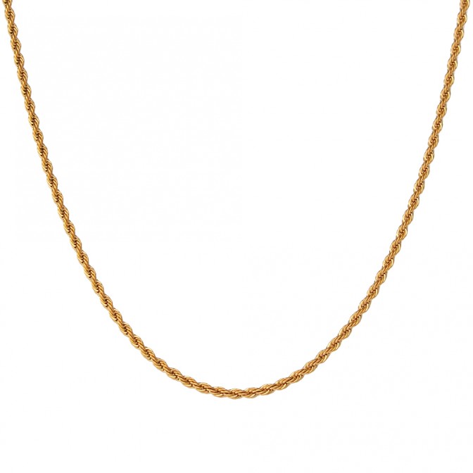 Collar Cuerda Acero - 2 mm - 36+4 cm, 42+5 cm, 50+5 cm - Color Oro