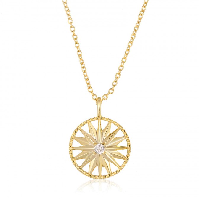 Collar Estrella - Circonita - 38+6 cm - Bañado Oro y Plata Rodiada