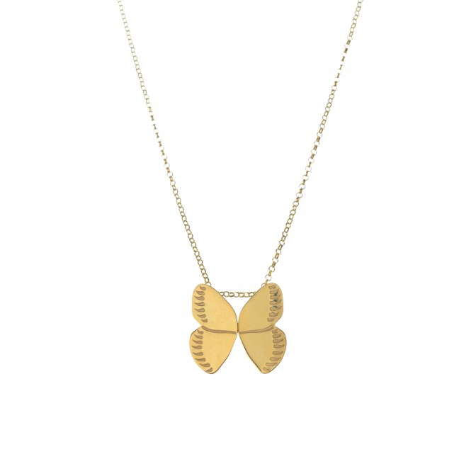 Collar Mariposa - 40 + 5 cm - Bañado Oro y Plata Rodiada