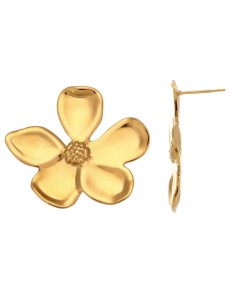 Pendiente Acero - Flor - 32 mm - Color Oro