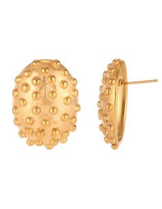 Pendiente acero - Ovalados con puntos 21 mm -  Color Oro y Color Acero