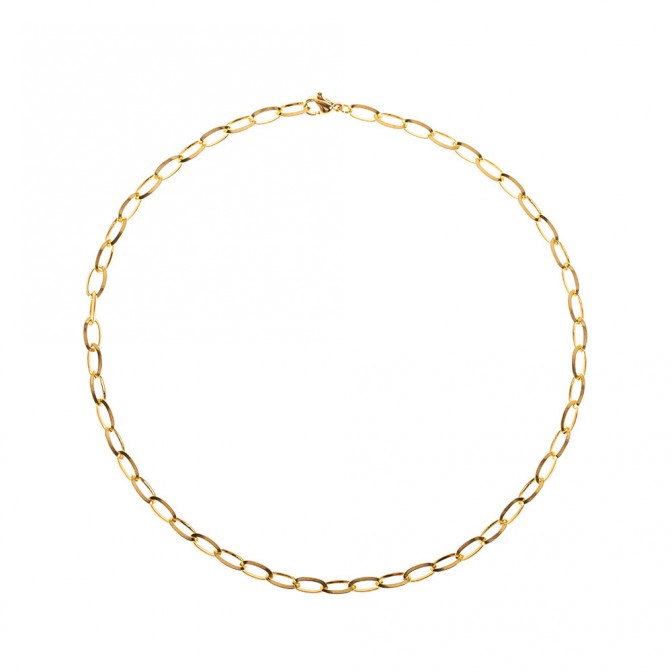 Collar Plata - 8*5mm - 37 cm, 60 cm - Chapado Oro