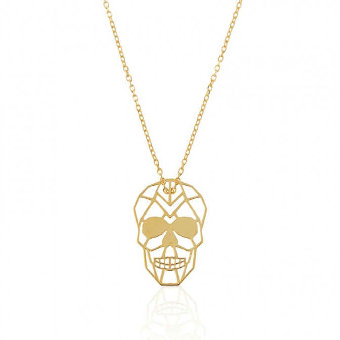Collar Plata - Calavera Origami