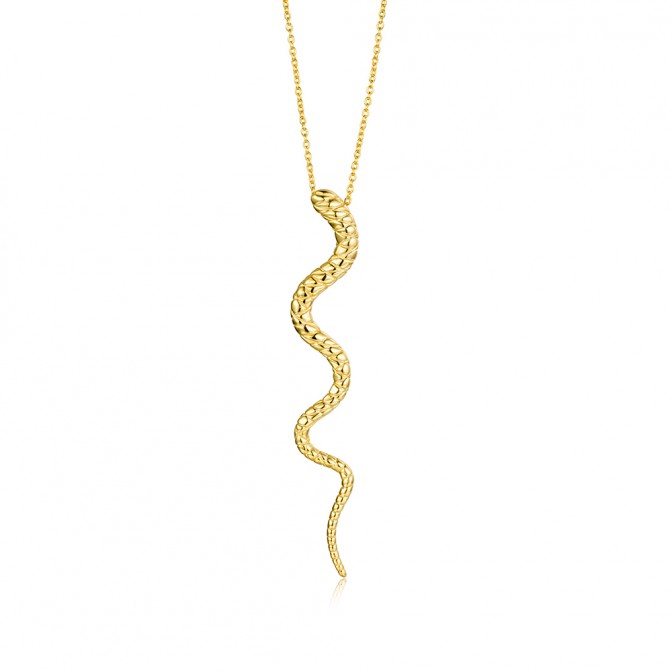 Collar Plata - Serpiente 70mm - Bañado Oro y Plata Rodiada