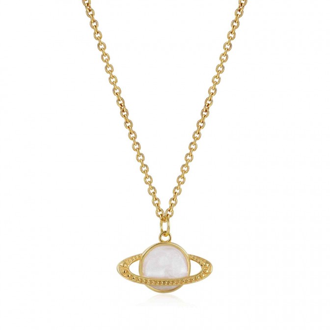 Collar Saturno - Enamel Blanco - 38+5cm