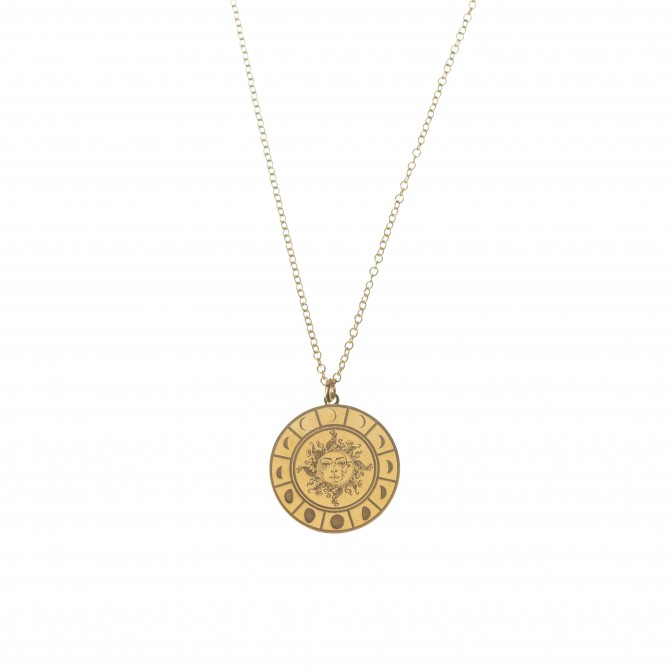 Collar Sol - 38 + 5 cm - Bañado Oro y Plata Rodiada