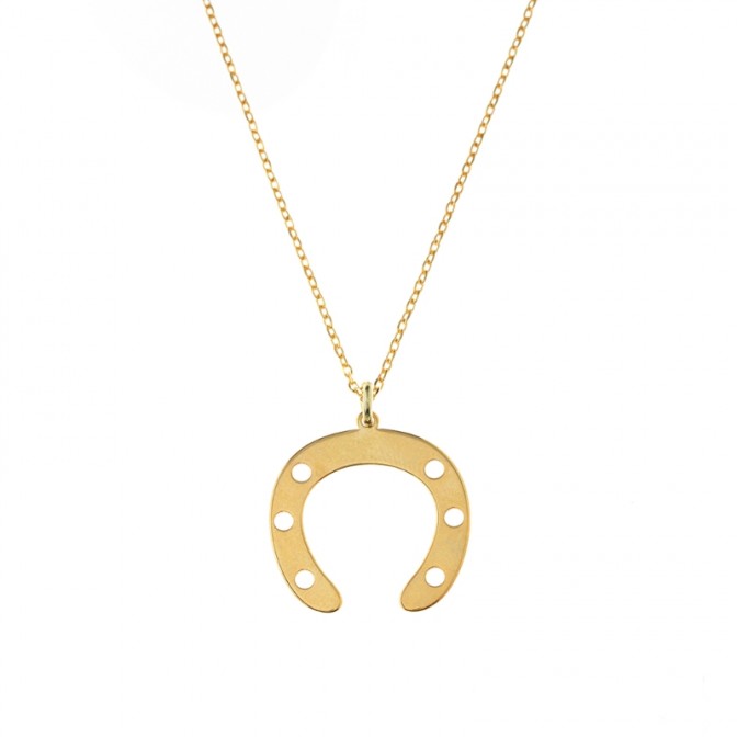 Collar Plata - Herradura 15*14mm - Chapado en Oro y Plata Rodiada