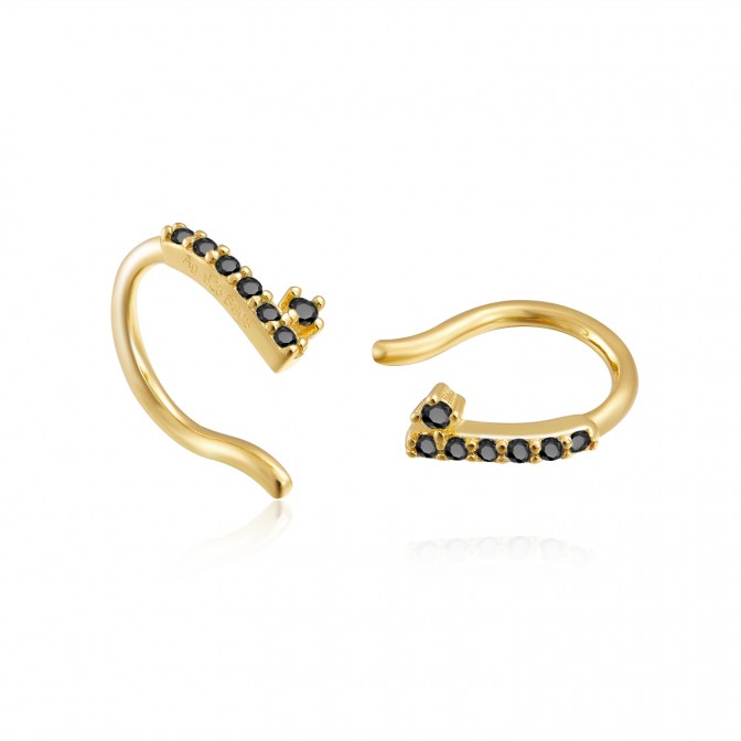 Earcuff Circonita -Aro-Circonita Negra Chapado Oro