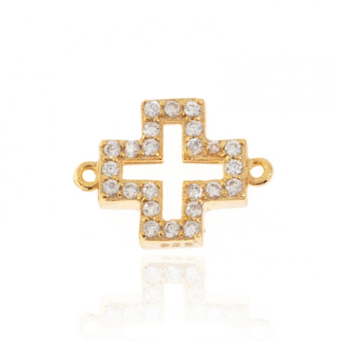 Entrepieza Circonita - Cruz 10*10mm - Circonitas Blanca