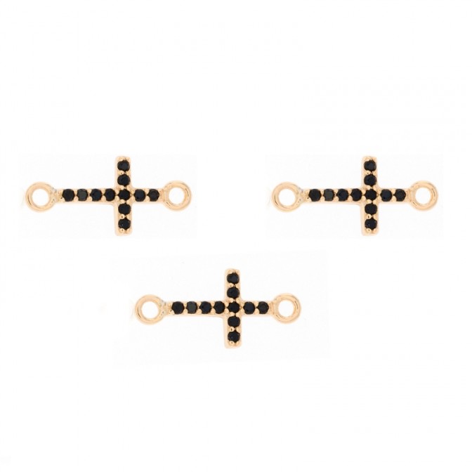 Entrepieza Circonita - Cruz 8*6mm -Circonitas Negra
