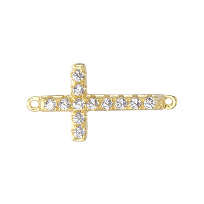 Entrepieza Circonita - Cruz 9*6mm - Circonitas Blanca