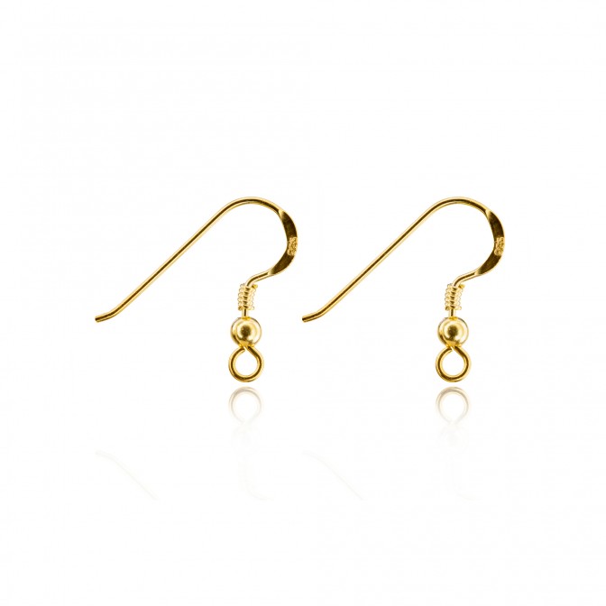 Gancho Hippie con Bola, Muelle y Aro - 8mm - 5 pares - Bañado Oro y Plata