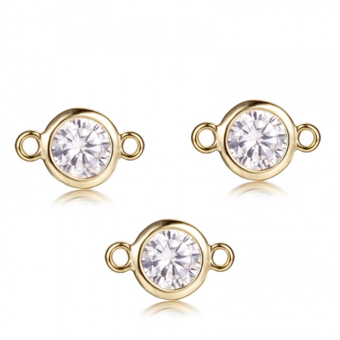 Motivo Circonita - 5mm - 5 uds - Bañado Oro y Plata Rodiada