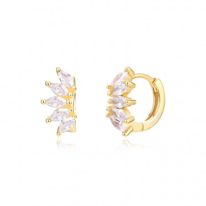 Pendienets Flor Aro - 12 mm - Circonita