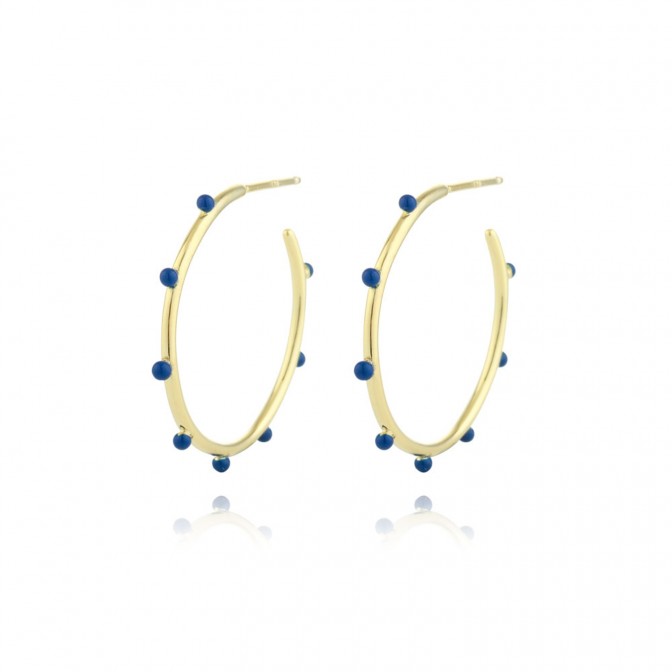 Pendiente 25mm Mineral Bañado Oro y Plata Rodiada