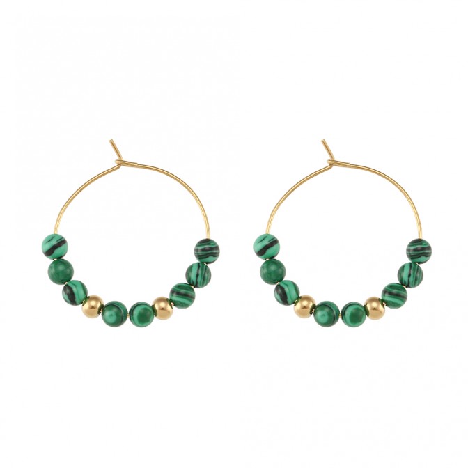 Pendiente Acero Mineral - Aro 25mm - Bañado Oro