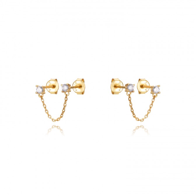 Pendiente Cadena 22 - 2,5mm Circonita - Bañado Oro y Plata Rodiada