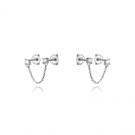 Pendiente Cadena 22 - 2,5mm Circonita - Bañado Oro y Plata Rodiada