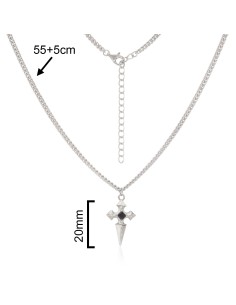 CADENA + COLGANTE CRUZ DE SANTIADO CON PIEDRA NEGRA