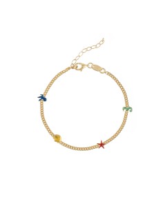 Pulsera Enamel Mar Multi 16+3cm - Bañado en Oro