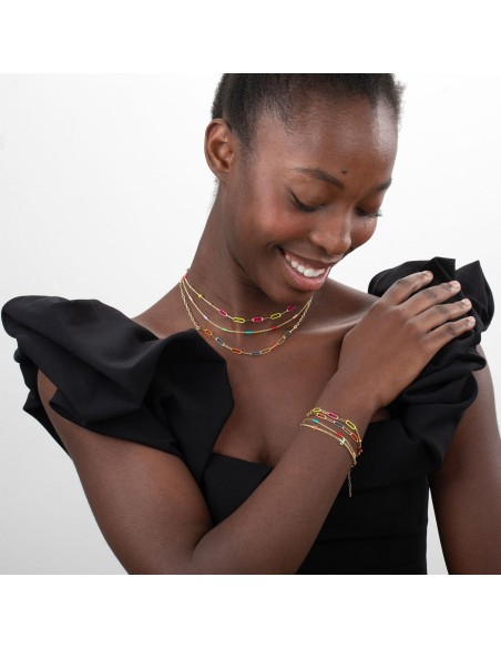 Pulsera Eslabon 85mm - 17+3 cm - Enamel - Bañado Oro