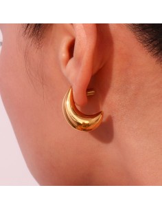 Pendiente Acero Semi Aro Huecos - 25 mm - Color Oro y Color Acero 2