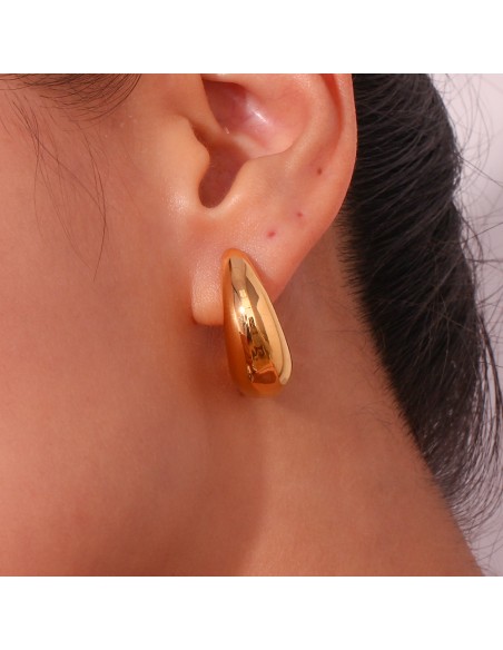 Pendiente Acero Semi Aro Huecos - 25 mm - Color Oro y Color Acero