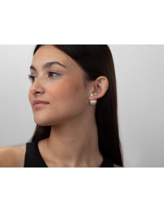 Pendientes Minerales Perla Símil - 25mm - Bañado oro y Plata Rodiada 2