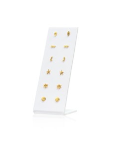 EXPOSITOR PENDIENTES "ALOHA" (CONCHA CON ESTRELLA-SIRENA-ESTRELLA DE MAR-CHANCLAS-GAFAS-TIMÓN) PRESIÓN 2