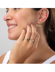 Anillo Circonita - 2*5 mm Esmalte - Bañado Oro 2