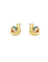 Pendientes Caracol - Circonita 6mm Bañado Oro y Plata Rodiada