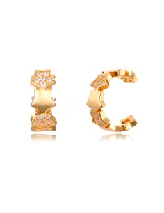Pendiente Circonita - Estrella Earcuff 10,5mm - Bañado Oro y Plata Rodiada 2