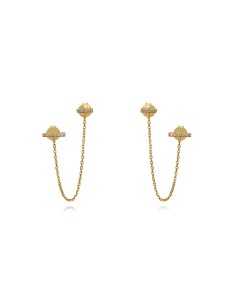 Pendientes Cadena Circonita - 55 mm -  Bañada Oro Y Plata Rodiada 2