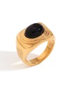 Anillo Acero - Ónix negro sintético 10*8 mm - Color Oro y Acero