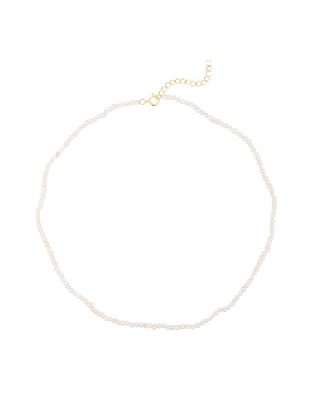 Mineral Choker - 38+4 cm - 2.5 a 3 mm - Perla - Bañado Oro