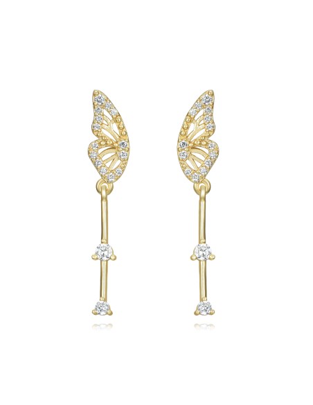 Pendientes Mariposa 31 mm - Circonita - Bañado oro y Plata Rodiada