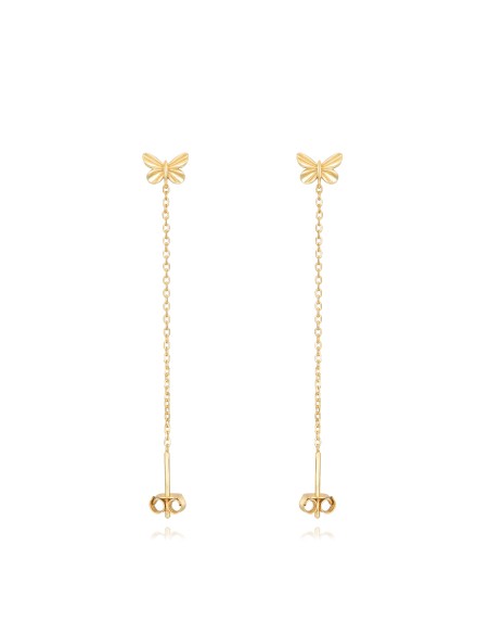 Pendientes Mariposa - Cadena 40 mm - Bañado Oro y Plata Rodiada