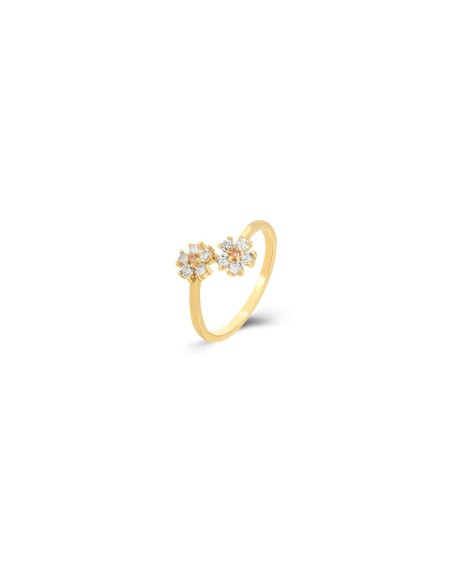 Anillo Abierto Circonita - Flor 6 mm - Bañado Oro