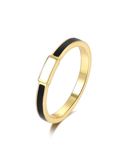 Anillo Circonita - 2*5 mm Esmalte - Bañado Oro